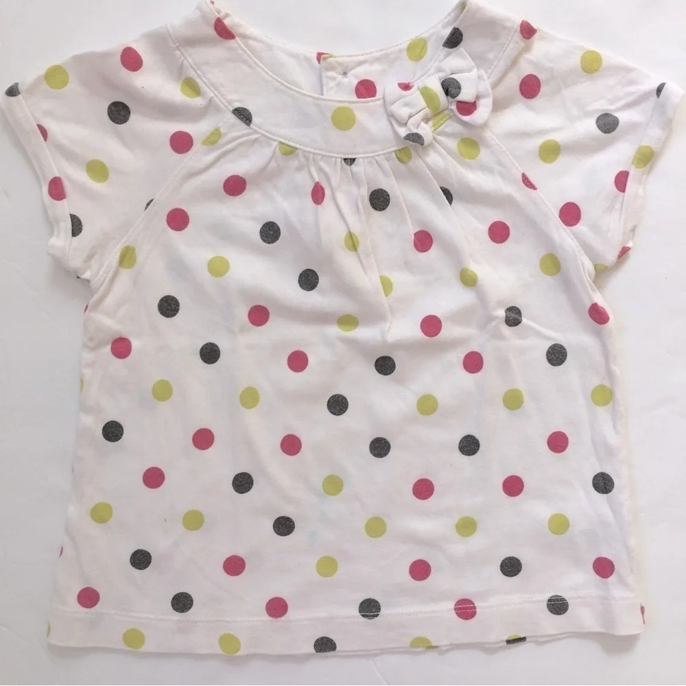 Bundle 2-Pcs Matching Sets Baby Girls Polka Dots White Top Yellow Tutu Skirt